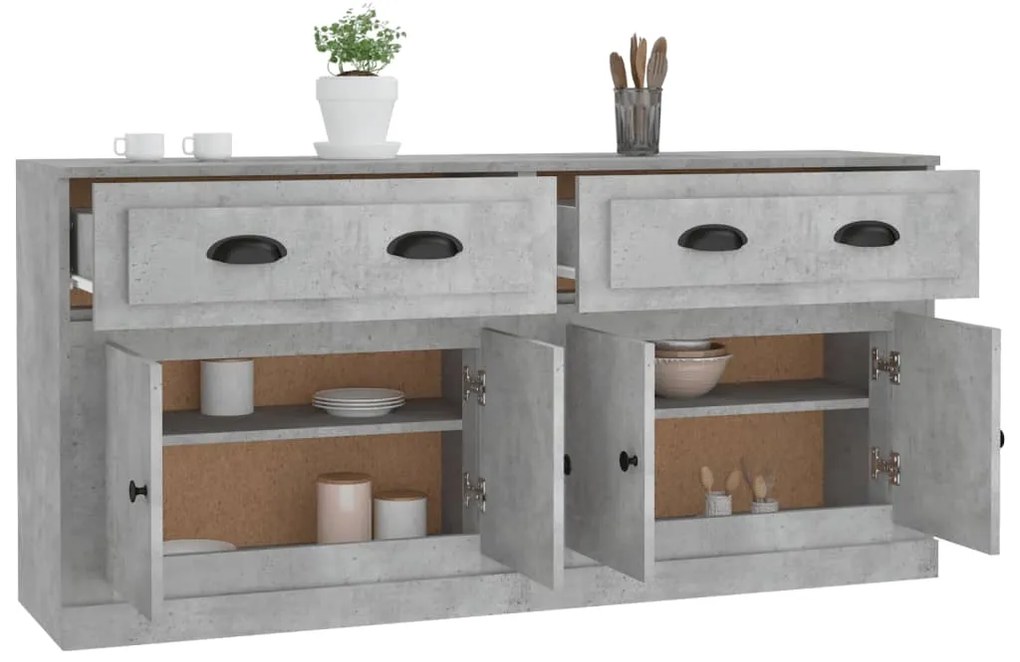 Aparadores 2 pcs derivados de madeira cinzento cimento