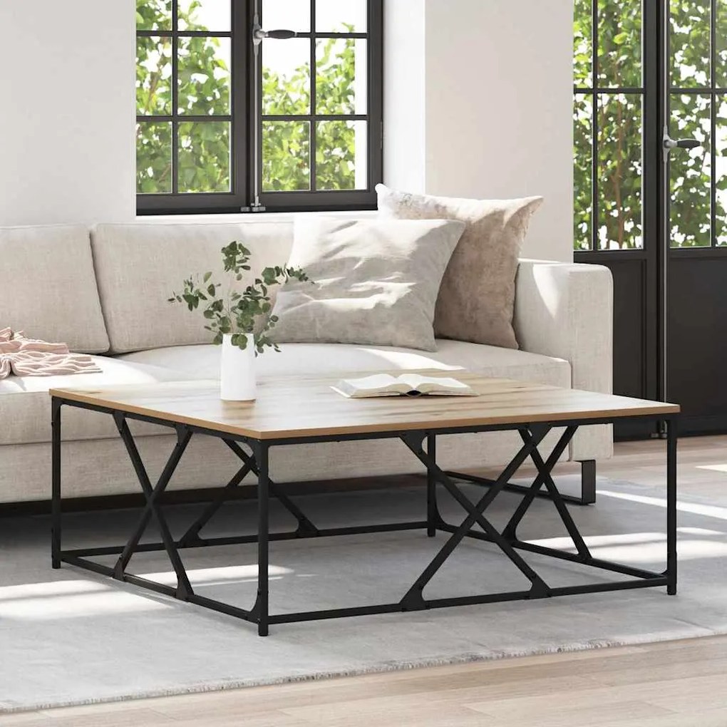 vidaXL Mesa de centro Carvalho Artesanal 100 x 100 x 40 cm