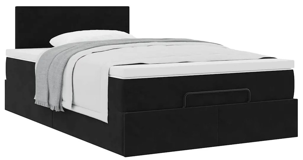 Estrutura de cama otomana com colchão preto 120x190 cm Veludo