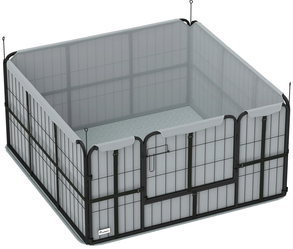 PawHut Parque para Animais de Estimação 122x122x60 cm Oxford 600D Tapete Lavável Preto | Aosom Portugal