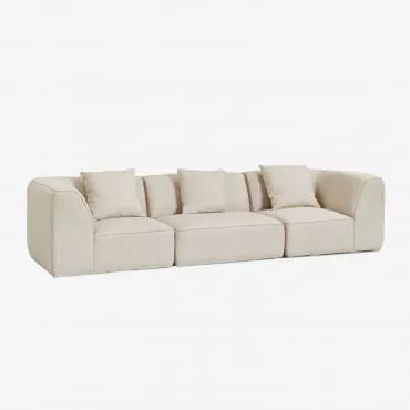 Sofá Modular De 3 Peças Estofado Cardea Bouclé Bege Creme - Sklum