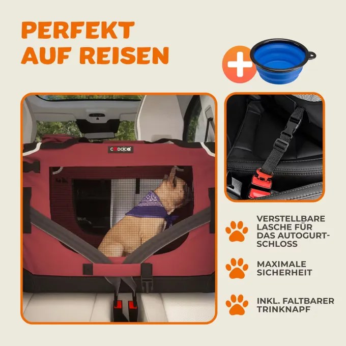 Transportadora para animais de estimação XL 82x58x58cm vermelho escuro
