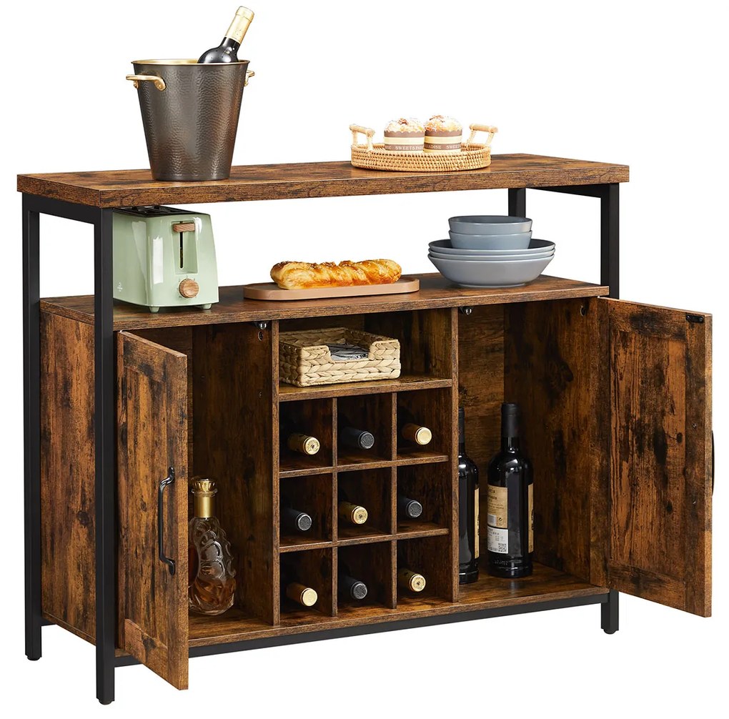Aparador 100 x 35 x 81,4 cm castanho vintage-preto