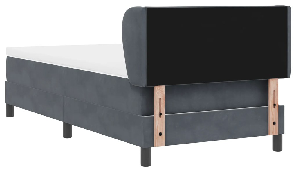 Cama Box Spring com Colchão VidaXL Cinza Escuro 90x200 cm em Veludo