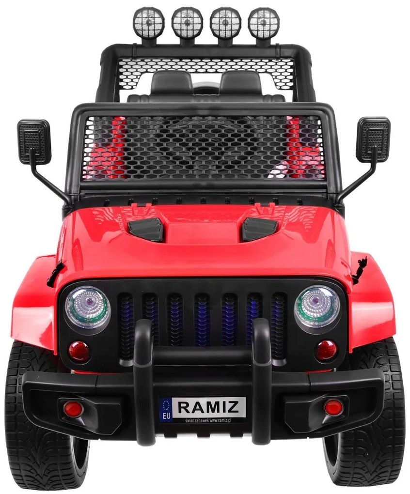 Jipe elétrico para Crianças NEW Raptor DRIFTER 4 x 4, 12V Rodas Espuma EVA, Assento couro Vermelho
