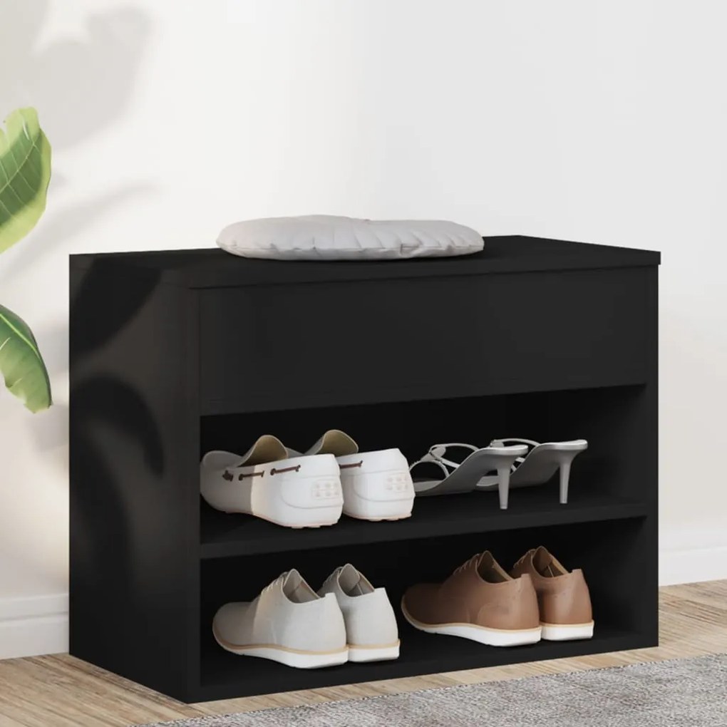 Banco sapateira 60x30x45 cm derivados de madeira preto