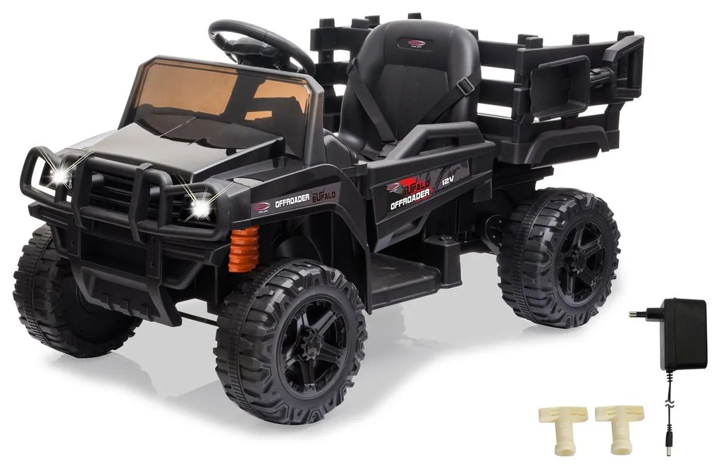 Carro elétrico infantil Bateria 12V Offroader Bufalo Preto