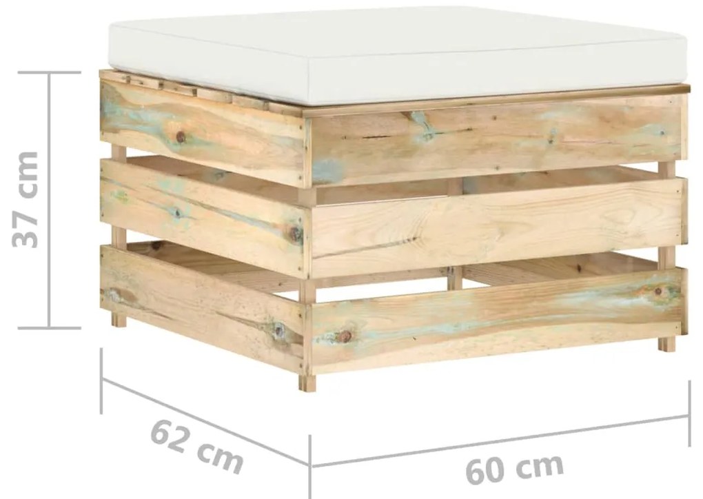 2 pcs conj. lounge jardim c/ almofadões madeira impreg. verde