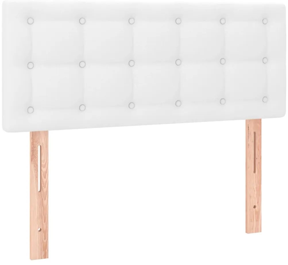 Cama box spring c/ colchão/LED 90x200cm couro artificial branco