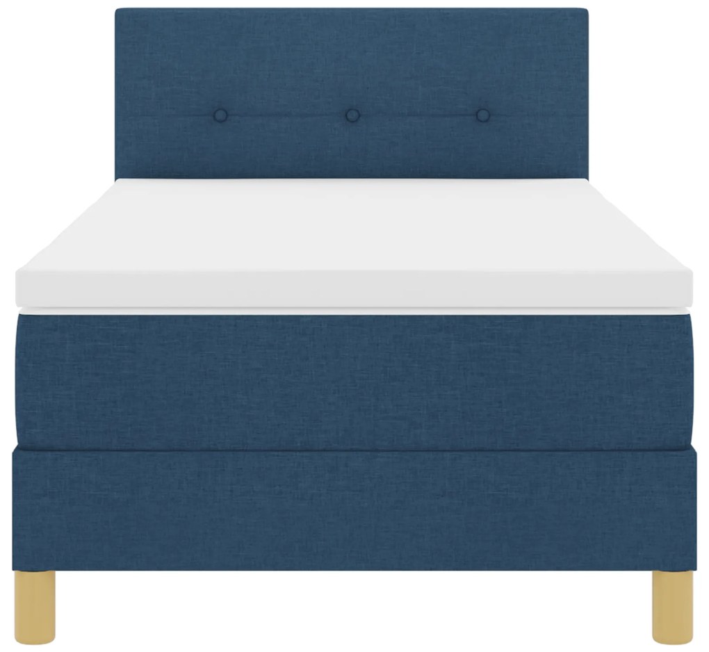Cama Box Spring com Colchão Azul 90x200 cm Tecido