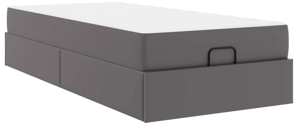 vidaXL Estrutura de cama com colchão com colchão 2 pcs Cinzeto PVC