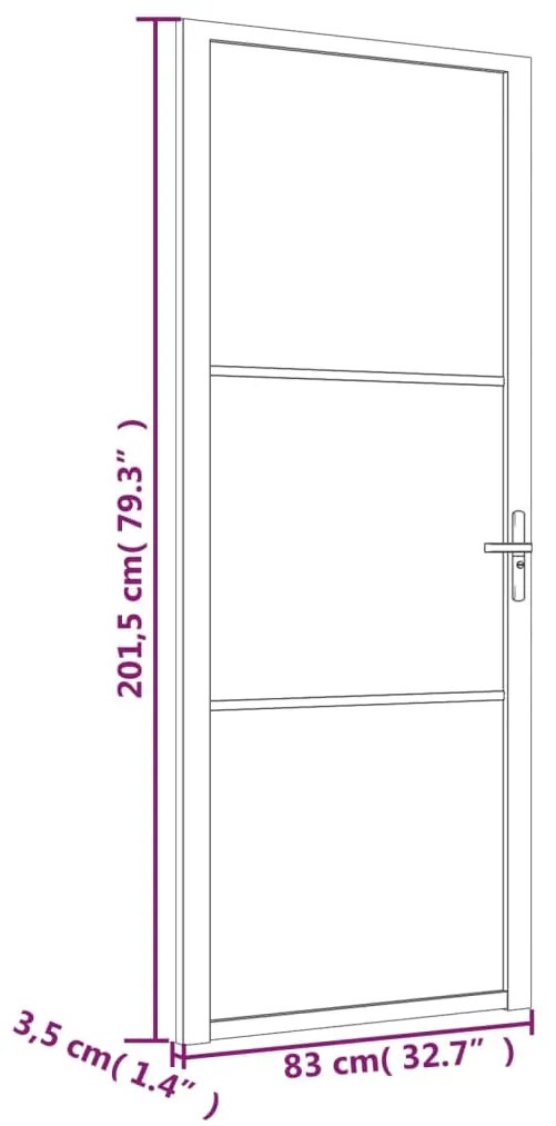 Porta de interior 83x201,5 cm vidro ESG e alumínio branco