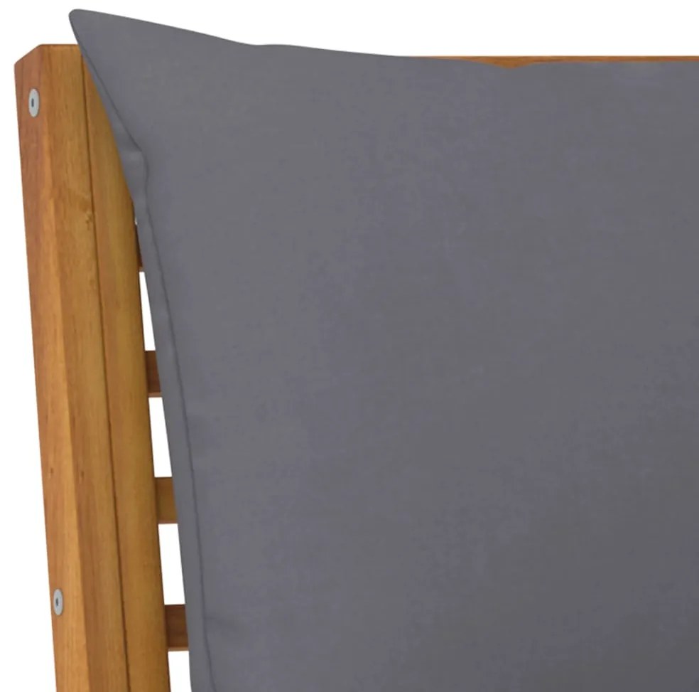 Banco de jardim 114,5 cm com almofadão cinzento-escuro acácia