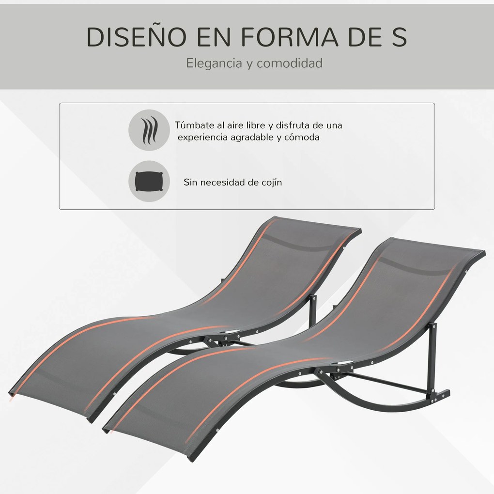 Conjunto 2 Espreguiçadeiras Ergonômicas Dobráveis em Forma de S com Es