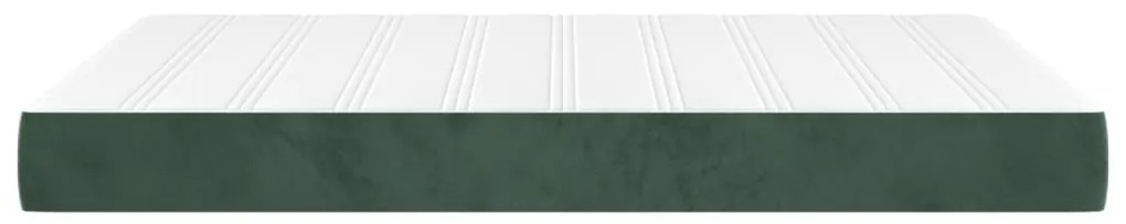 Colchão de molas ensacadas 140x200x20 cm veludo verde-escuro