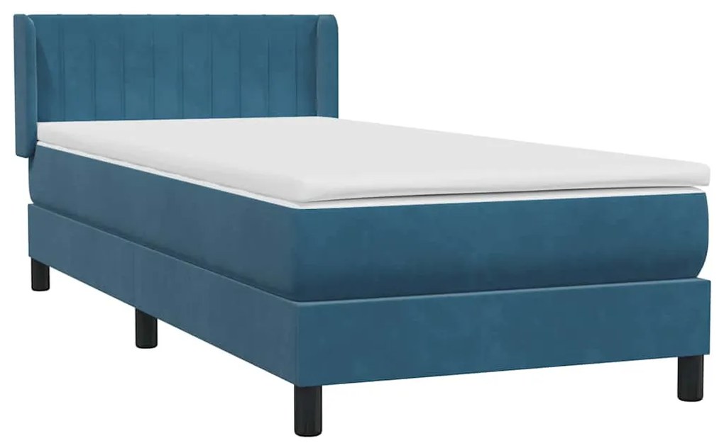 Cama com molas/colchão 80x220 cm veludo azul-escuro