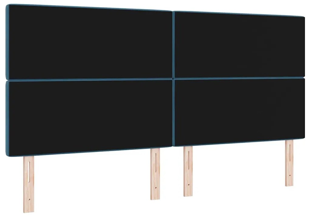 Cabeceira Almofadada Azul Escuro com Botão de Cristal, 200 cm, em Velu