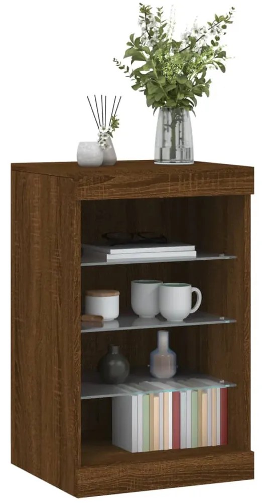 Aparador com luzes LED 41x37x67 cm carvalho castanho
