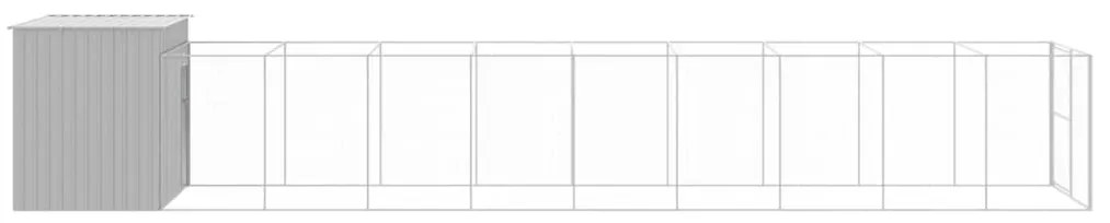 Casota cães c/ parque 214x1069x181 cm aço galvaniz. cinza-claro