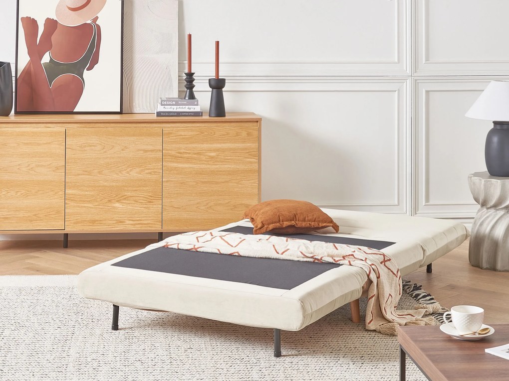 Sofá-cama em veludo creme SETTEN Beliani