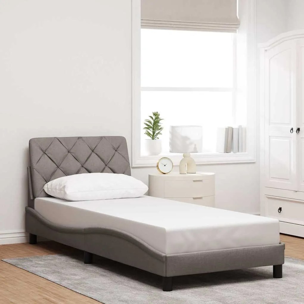 Estrutura de cama sem colchão 80x200 cm tecido cinzento