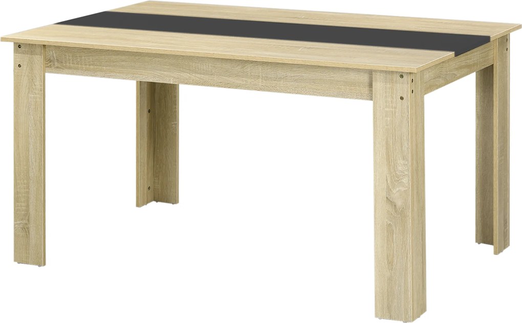HOMCOM Mesa de Cozinha Mesa de Jantar Retangular para 6 Pessoas Mesa de Jantar em Madeira Aspecto Natural e Preto 140x90x75 cm | Aosom Portugal