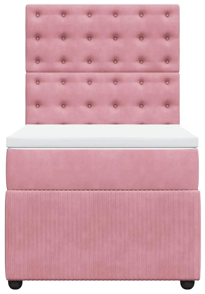 Cama com molas/colchão 90x200 cm veludo rosa