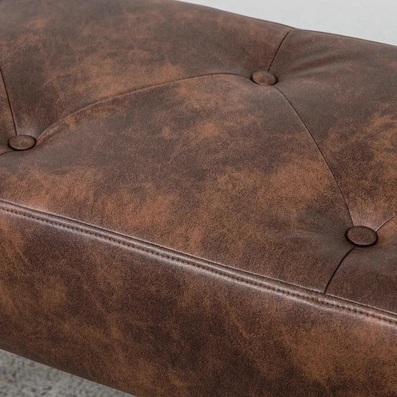 Banco Acolchoado – Henrita – 114x38x42 cm – Castanho – Design Vintage