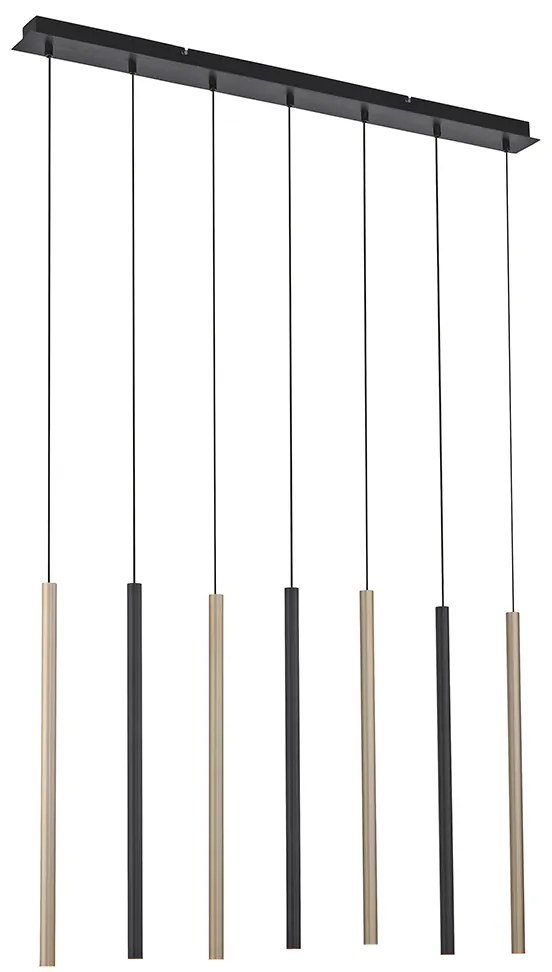 Candeeiro de suspensão preto com latão, incluindo LED regulável 7 luzes - Bea Design