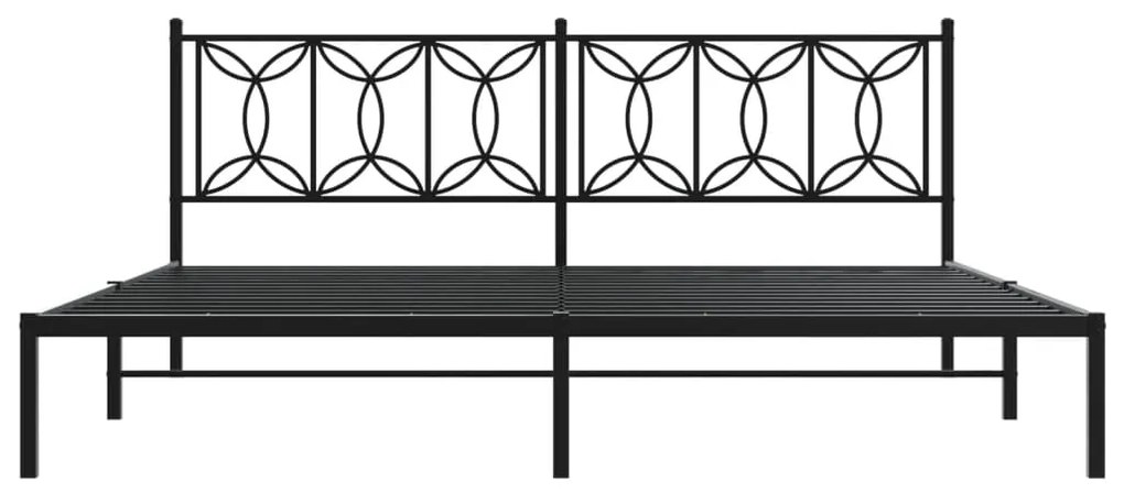 Estrutura de cama com cabeceira 200x200 cm metal preto