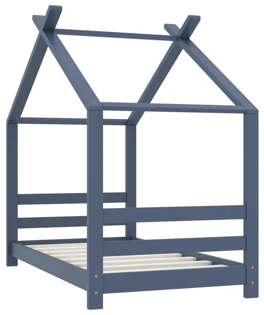 Estrutura de cama para crianças 70x140 cm pinho maciço cinzento
