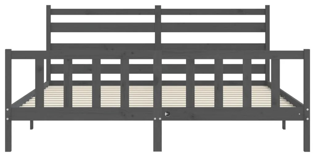 Estrutura de cama com cabeceira 200x200 cm madeira maciça cinza