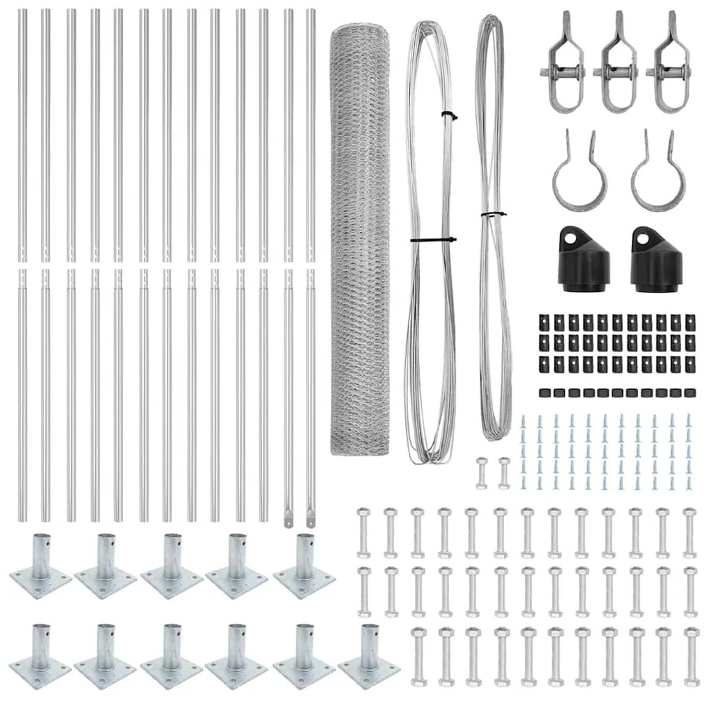 Conjunto de Cercas Conjunto de 2 Aço galvanizado 25 x 1 m de malha