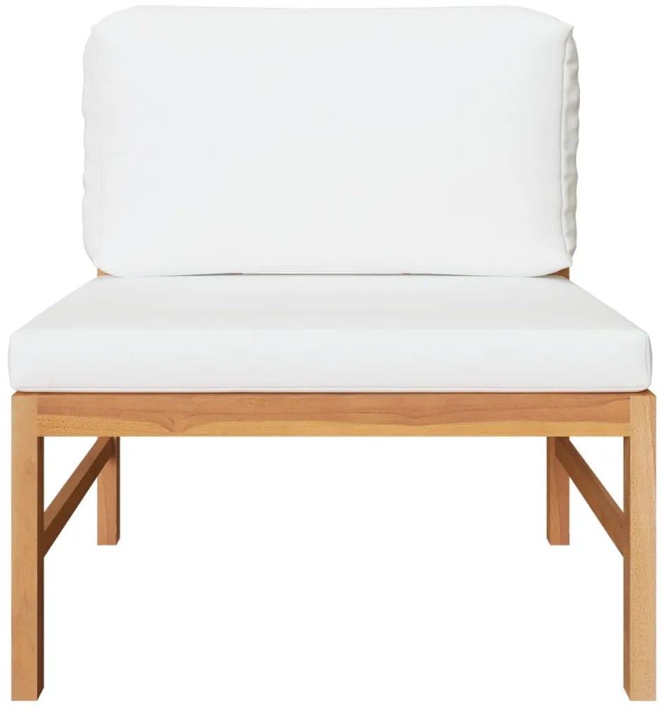 2 pcs conj. lounge de jardim c/ almofadões cor creme teca