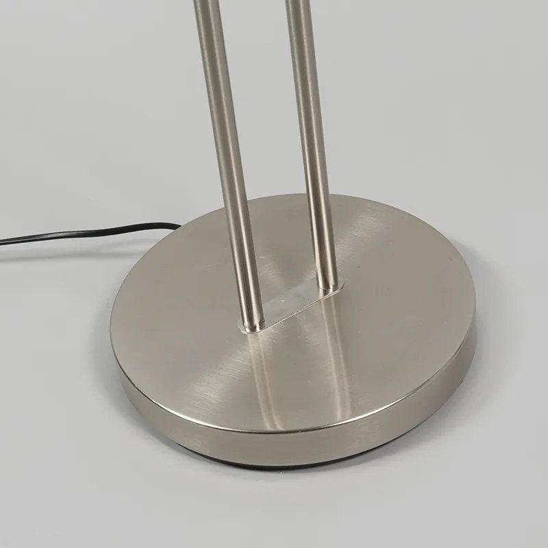 Candeeiro de pé em aço e branco com braço de leitura ajustável - Luxor