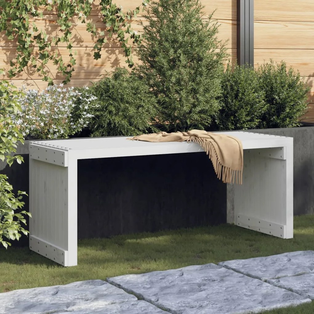 vidaXL Banco de jardim extensível 212,5x40,5x45 cm pinho maciço branco
