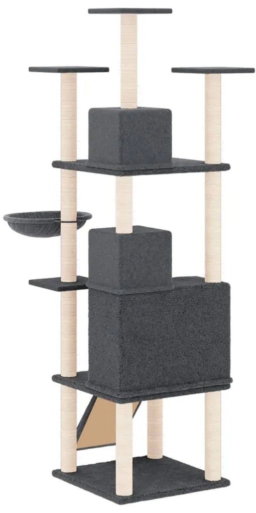Árvore p/ gatos c/ postes arranhadores sisal 175cm cinza-escuro
