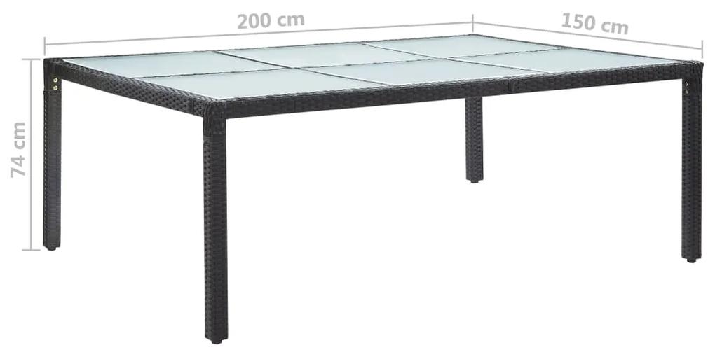 Mesa de jantar p/ exterior 200x150x74 cm vime PE preto