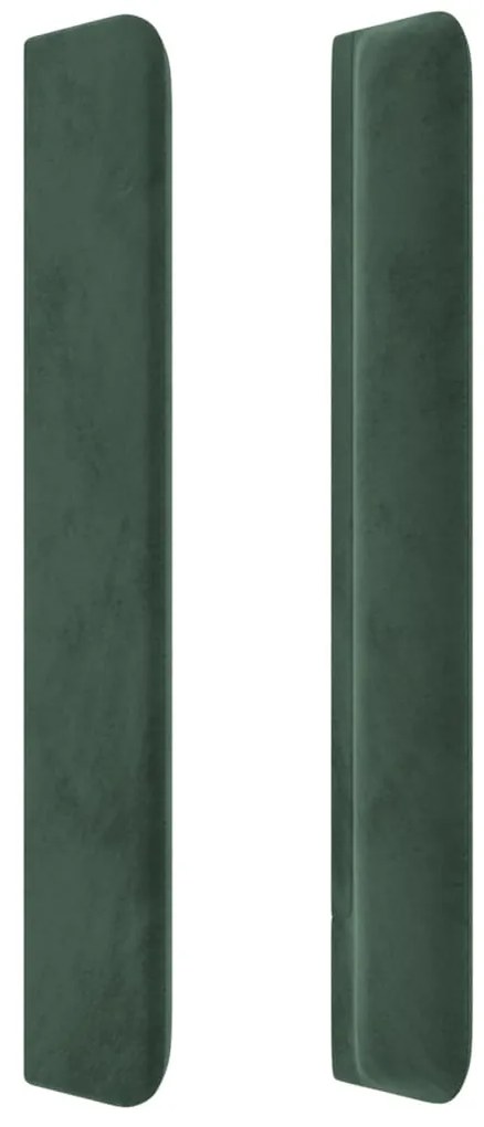 Cabeceira cama c/ abas veludo 183x16x118/128 cm verde-escuro