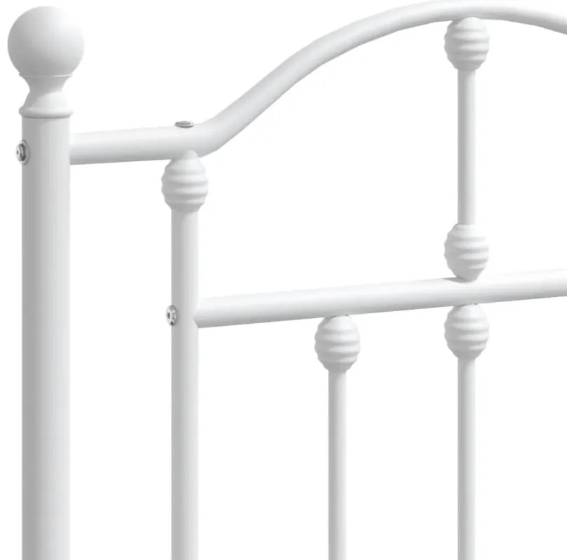 Estrutura de cama com cabeceira e pés 200x200 cm metal branco