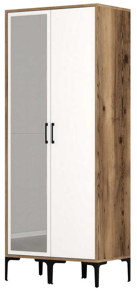 Guarda-Roupa Kumsal RS – Nogueira e Branco – 80x47,5x201,4 cm
