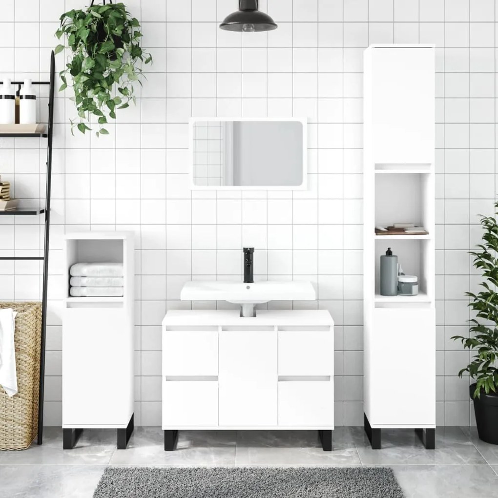 vidaXL Armário de casa de banho 80x33x60 cm derivados madeira branco