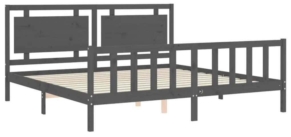 Estrutura de cama com cabeceira 200x200 cm madeira maciça cinza