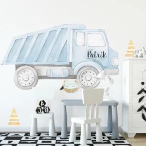 Camião com nome - autocolante de parede têxtil aguarela