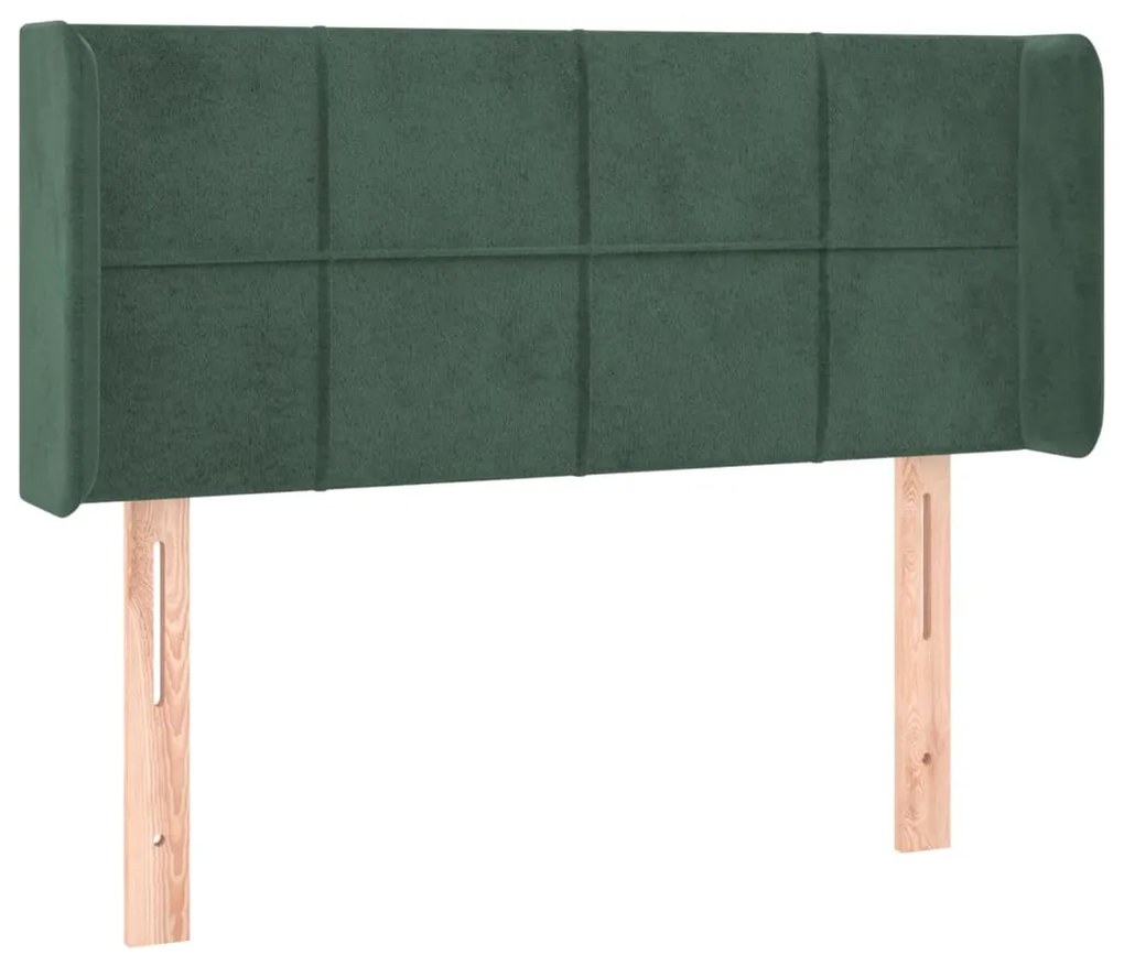 Cabeceira cama c/ luzes LED veludo 103x16x78/88 cm verde-escuro