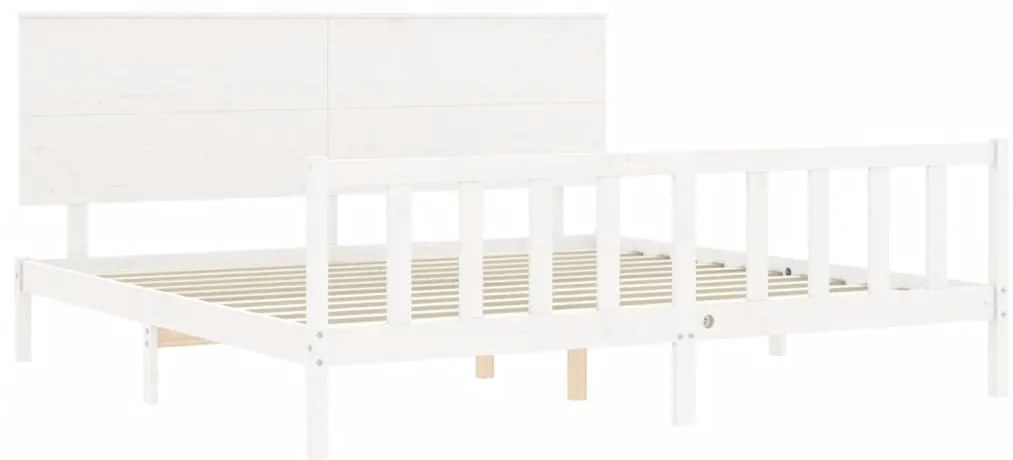 Cama sem colchão 200x200 cm madeira de pinho maciça branco
