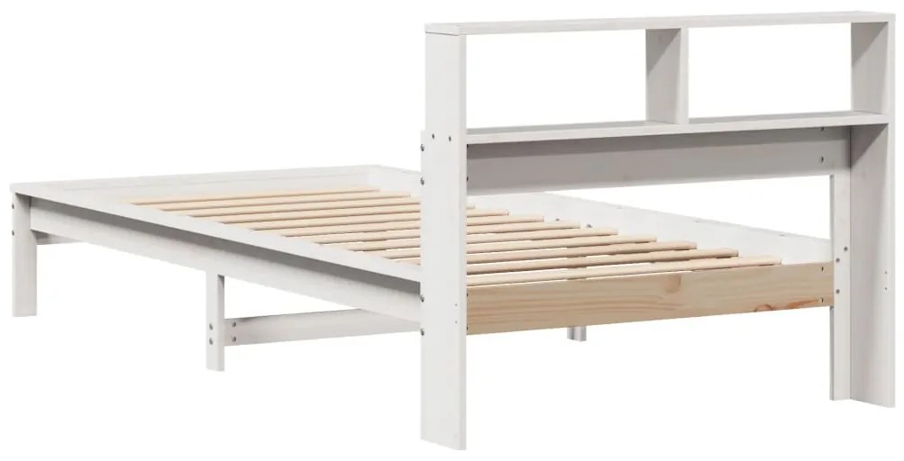 Cama com estante sem colchão 75x190 cm pinho maciço branco