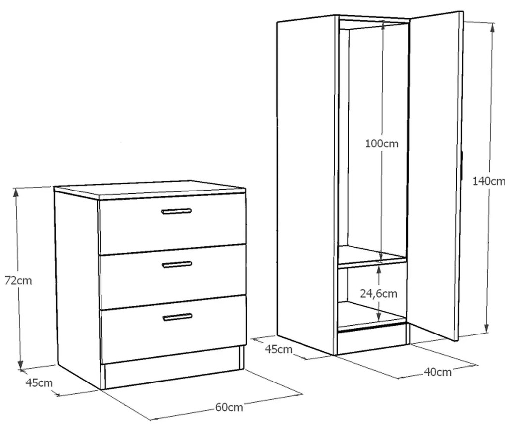 Armário Multiusos CC6 – Pinho Atlântico/Antracite – Gavetas: 60x72x45