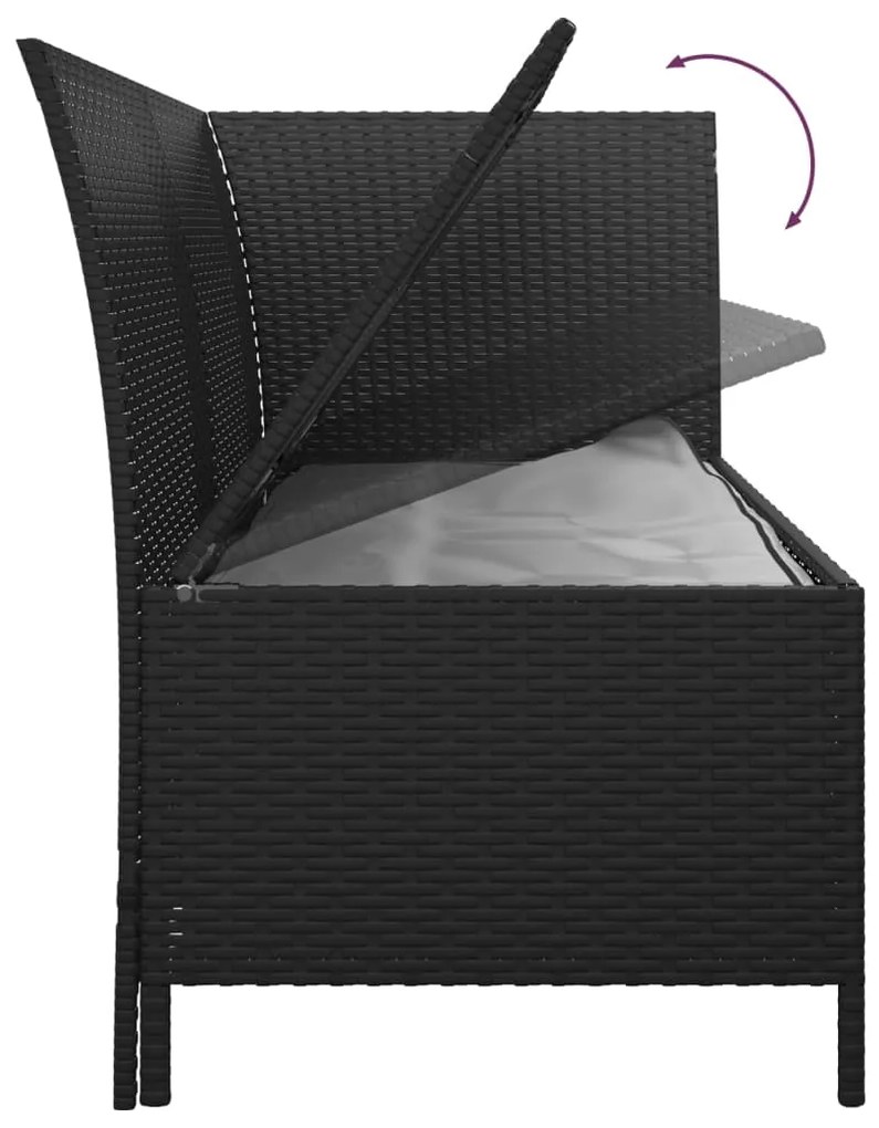 3 pcs conjunto lounge de jardim c/ almofadões vime PE preto
