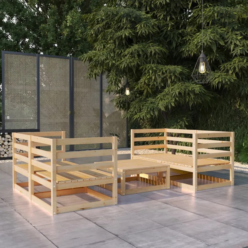 vidaXL 5 pcs conjunto lounge de jardim pinho maciço